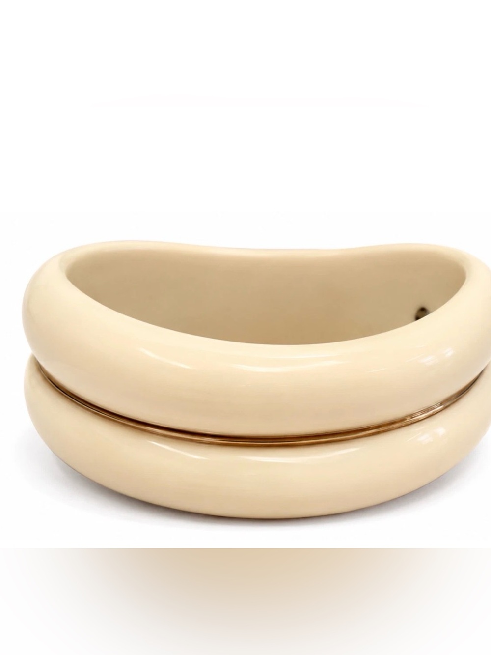 Vintage Ivory Resin Gold Twisted Cuff Bangle Bold Statement Bracelet
